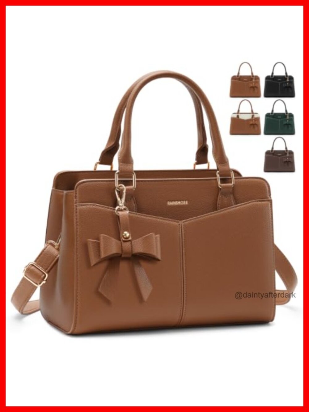 PU Leather Satchel Purse Structured Handbag with Bowknot, Fits iPad, Work Bag